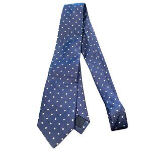 NWT Flawed J.Crew Men's Italian Silk Repp Tie in Dot Navy White 40161